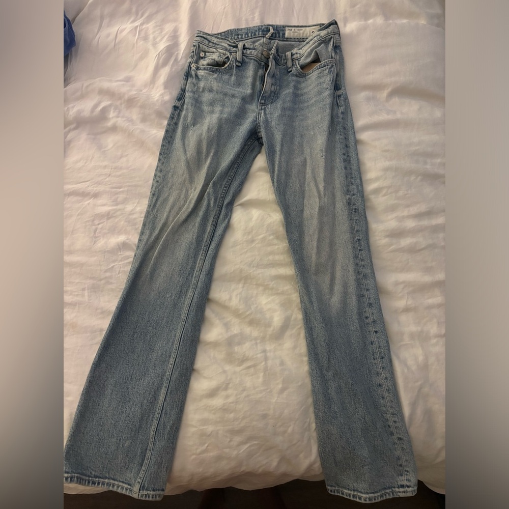 Rag and bone flared low-rise jeans.